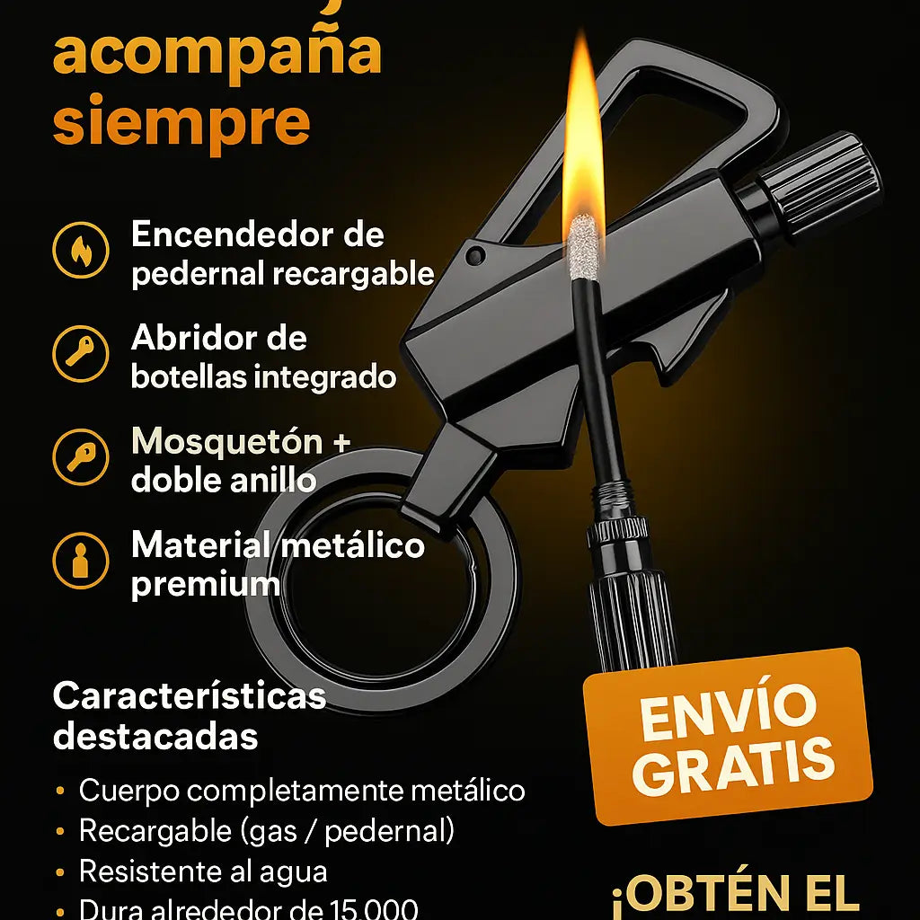 Kit 3en1: Encendedor, Llavero y Abridor