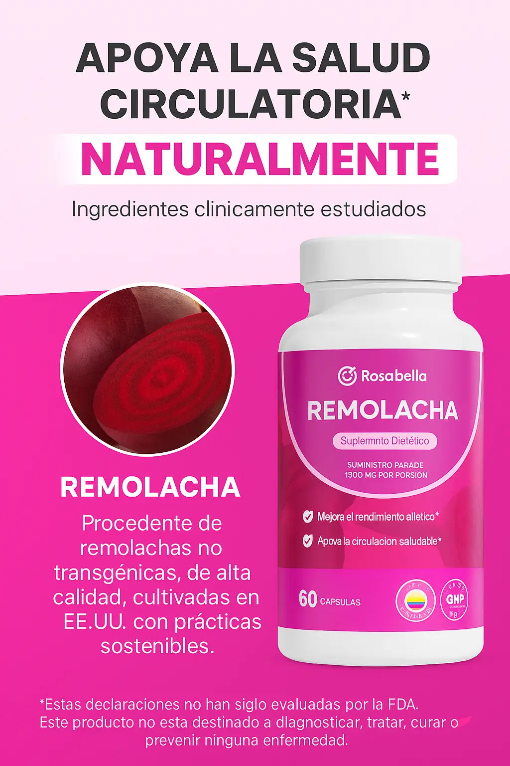 Beetroot Rosabella Cápsulas  1300 mg