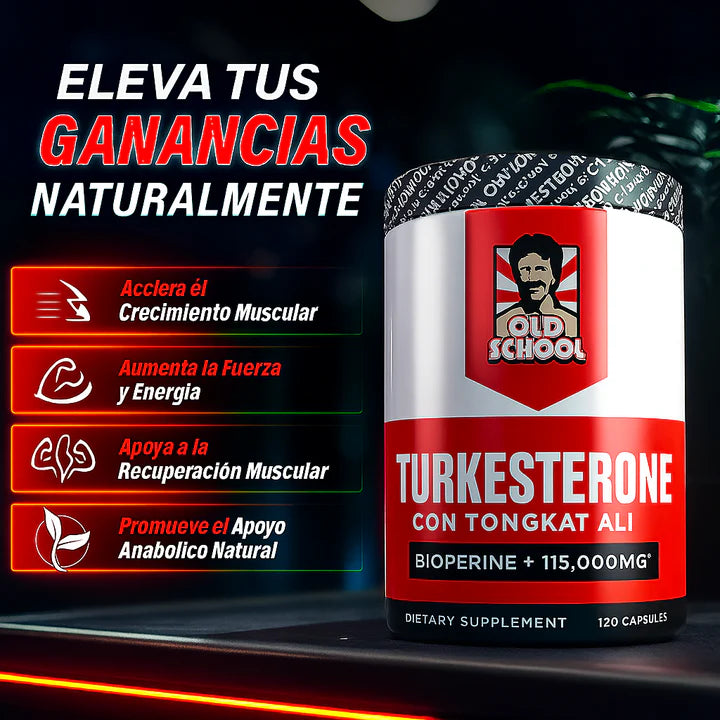 Turkesterone™ Gana Masa Magra, Fuerza y Rendimiento sin Efectos Secundarios (120 Capsulas)