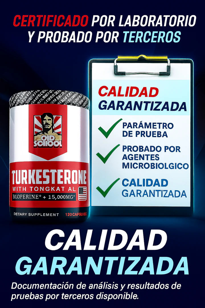 Turkesterone™ Gana Masa Magra, Fuerza y Rendimiento sin Efectos Secundarios (120 Capsulas)
